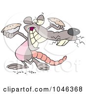 Poster, Art Print Of Cartoon Rat Holding Up Pies