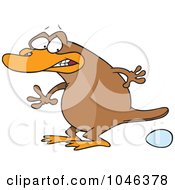 Poster, Art Print Of Cartoon Platypus Laying An Egg