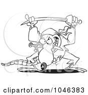 Poster, Art Print Of Cartoon Black And White Outline Design Of A Pirate Rat