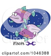 Royalty-Free Rf Clip Art Illustration Of Cartoon Pisces Astrology Fish Over A Blue Oval
