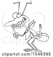 Royalty Free RF Clip Art Illustration Of A Cartoon Black And White Outline Design Of A Hungry Ant by toonaday