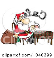 Poster, Art Print Of Cartoon Santa Taking A Break In A Cafe