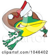 Royalty Free RF Clip Art Illustration Of A Cartoon Santa Frog Hopping