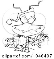 Royalty Free RF Clip Art Illustration Of A Cartoon Black And White Outline Design Of A Santa Bug