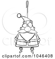 Poster, Art Print Of Cartoon Black And White Outline Design Of A Santa Ornament