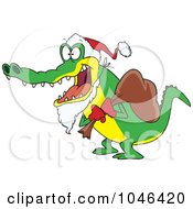 Poster, Art Print Of Cartoon Santa Alligator