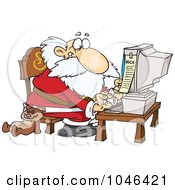 Poster, Art Print Of Cartoon Santa Using A Computer