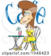 Royalty Free RF Clip Art Illustration Of A Cartoon Beautiful Woman Cafe