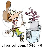 Royalty Free RF Clip Art Illustration Of A Cartoon Monster Scaring A Chef by toonaday