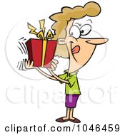 Poster, Art Print Of Cartoon Woman Shaking Her Gift