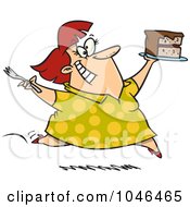 Poster, Art Print Of Cartoon Woman Running With Birthday Cake