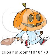 Poster, Art Print Of Cartoon Pumpkin Head Trick Or Treater