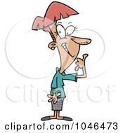 Royalty Free RF Clip Art Illustration Of A Cartoon Woman Gesturing To Call by toonaday
