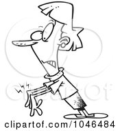 Royalty Free RF Clip Art Illustration Of A Cartoon Black And White Outline Design Of A Woman With Carpel Tunnel