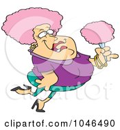 Cartoon Pink Haired Woman Holding Cotton Candy