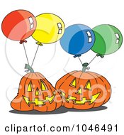 Poster, Art Print Of Cartoon Jackolanterns And Party Balloons