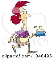 Royalty Free RF Clip Art Illustration Of A Cartoon Waitress Serving Cappuccino by toonaday
