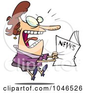 Poster, Art Print Of Cartoon Woman Reading Exciting News