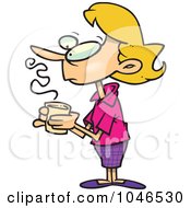 Royalty Free RF Clip Art Illustration Of A Cartoon Thinking Woman Holding Coffee