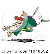 Royalty Free RF Clip Art Illustration Of A Cartoon Woman Diving For A Coin