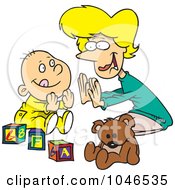 Poster, Art Print Of Cartoon Mom Playing Patty Cake With Her Baby