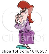 Royalty Free RF Clip Art Illustration Of A Cartoon Woman With A Cold by toonaday
