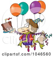 Royalty Free RF Clip Art Illustration Of A Cartoon Birthday Party Woman by toonaday