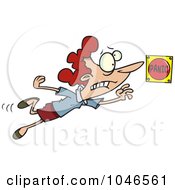 Poster, Art Print Of Cartoon Lady Pushing A Panic Button