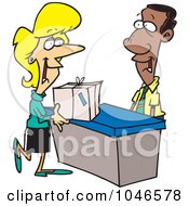 Royalty Free RF Clip Art Illustration Of A Cartoon Woman Shipping A Package by toonaday