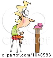 Royalty Free RF Clip Art Illustration Of A Cartoon Woman Waiting By A Phone by toonaday