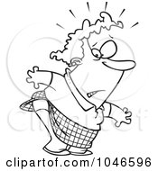 Royalty Free RF Clip Art Illustration Of A Cartoon Black And White Outline Design Of A Womans Skirt Stuck In Her Panty Hose