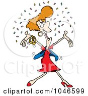 Poster, Art Print Of Cartoon Happy Woman In Confetti