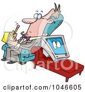 Royalty Free RF Clip Art Illustration Of A Cartoon Computer In Therapy by toonaday