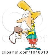 Royalty Free RF Clip Art Illustration Of A Cartoon Woman Dumping A Coin Out Of Her Purse