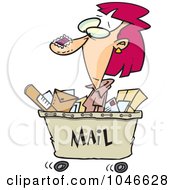 Cartoon Woman In A Mail Cart