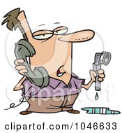 Cartoon Man Calling A Plumber