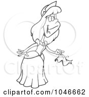 Poster, Art Print Of Cartoon Black And White Outline Design Of A Farewell Princess