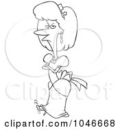 Royalty Free RF Clip Art Illustration Of A Cartoon Black And White Outline Design Of A Spoiled Princess