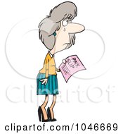 Royalty Free RF Clip Art Illustration Of A Cartoon Crying Businesswoman Holding A Pink Slip
