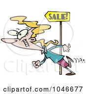 Royalty Free RF Clip Art Illustration Of A Cartoon Woman Following Sale Signs