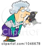 Poster, Art Print Of Cartoon Granny Using A Polaroid Camera