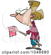 Royalty Free RF Clip Art Illustration Of A Cartoon Businesswoman Holding A Pink Slip by toonaday