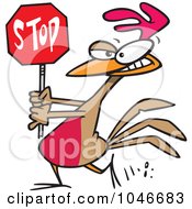 Poster, Art Print Of Cartoon Rooster Carrying A Stop Sign