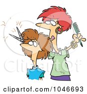 Cartoon Woman Cutting Hair At A Salon