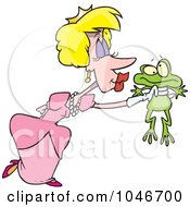 Royalty Free RF Clip Art Illustration Of A Cartoon Princess Kissing A Frog by toonaday
