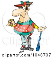 Poster, Art Print Of Cartoon Baseball Player Drinking A Beverage