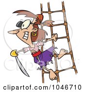 Poster, Art Print Of Cartoon Pirate Woman Holding A Sword