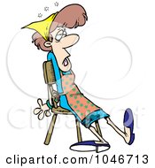 Poster, Art Print Of Cartoon Tired Maid Sitting In A Chair