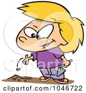Royalty Free RF Clip Art Illustration Of A Cartoon Girl Planting A Seed by toonaday