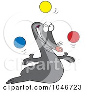 Poster, Art Print Of Cartoon Juggling Seal